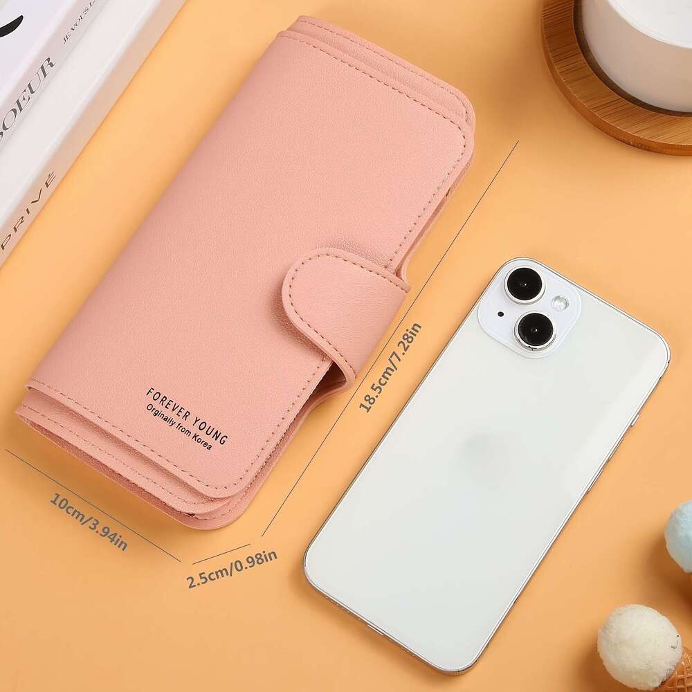 New Long Women's Wallet Clasp, Soft Coin Purse with Card Slots and Phone Holder, Trendy Handheld Design