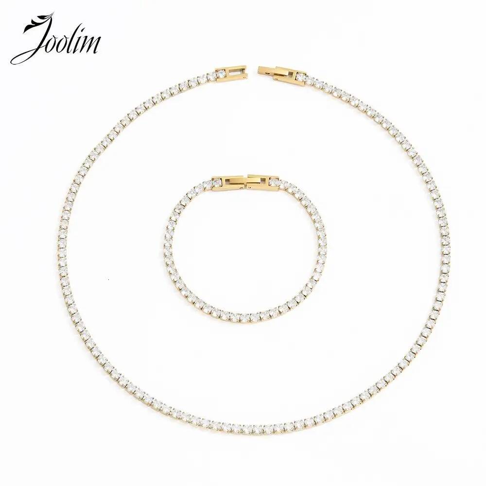 Joolim Jewelry Wholesale Non Tarnish & Waterproof CZ Tennis Stainless Steel Choker Necklace For Women