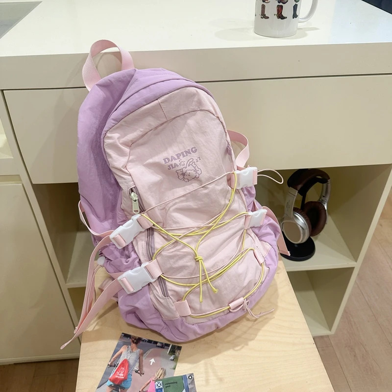 Teenagers School Bag Large Capacity Laptop Rucksack Aesthetic Fashion Backpack Kawaii Students Bookbag Simple Backpack 250530