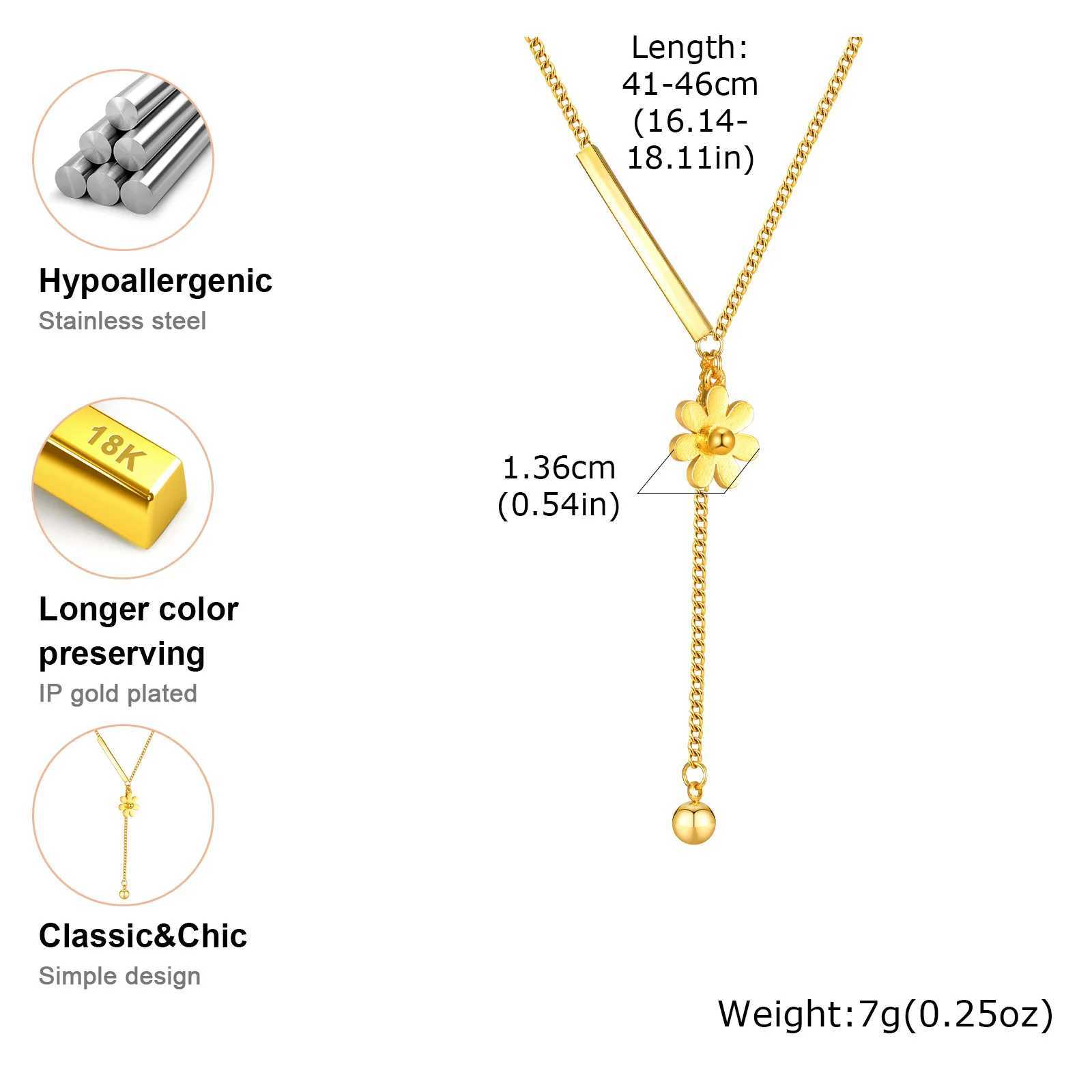 Stainless Steel Jewelry Elegant Little Daisy Flower Tassel Pendant Necklace For Party Women Mom Girlfriend Valentines Day Gift XJ250604