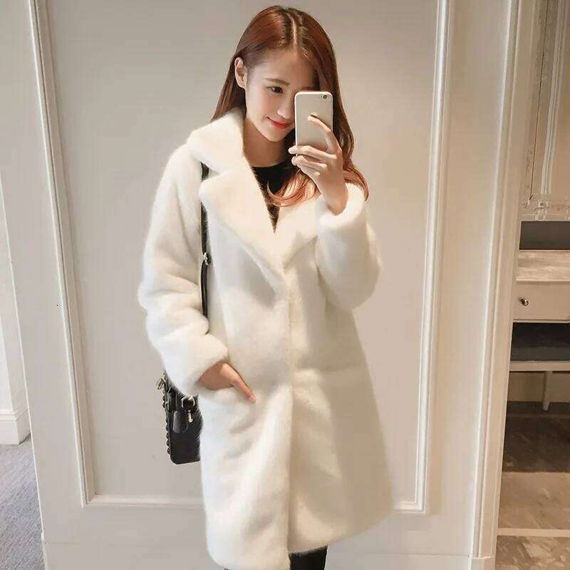 Lmitation Mink Plush Coat Female 2021 Winter Thick High end Rex Rabbit Hair Plus size Warm Women Faux Fur Coats