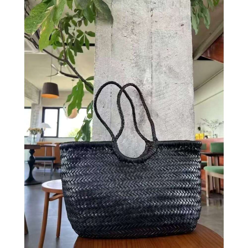 Woven Bag Leather Top Layer Vegetable Tanned Pure Handwoven Basket Handbag Genuine Leather Large Capacity Tote Bag Soft Woven Tote