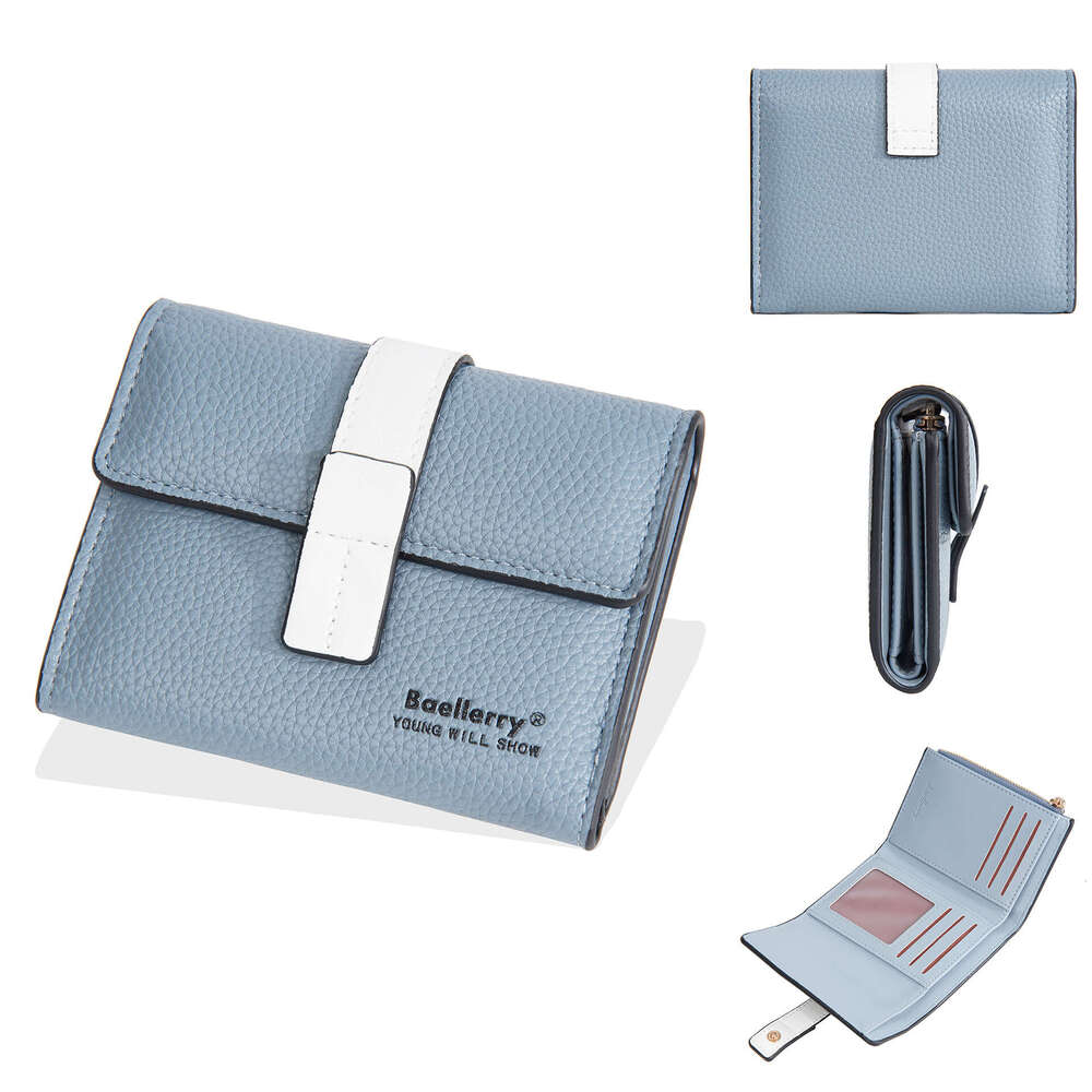 New Women's Short Baellerry Korean Fashion 70% off Multi-Card Slot Coin Purse Color-Block Wallet for Women