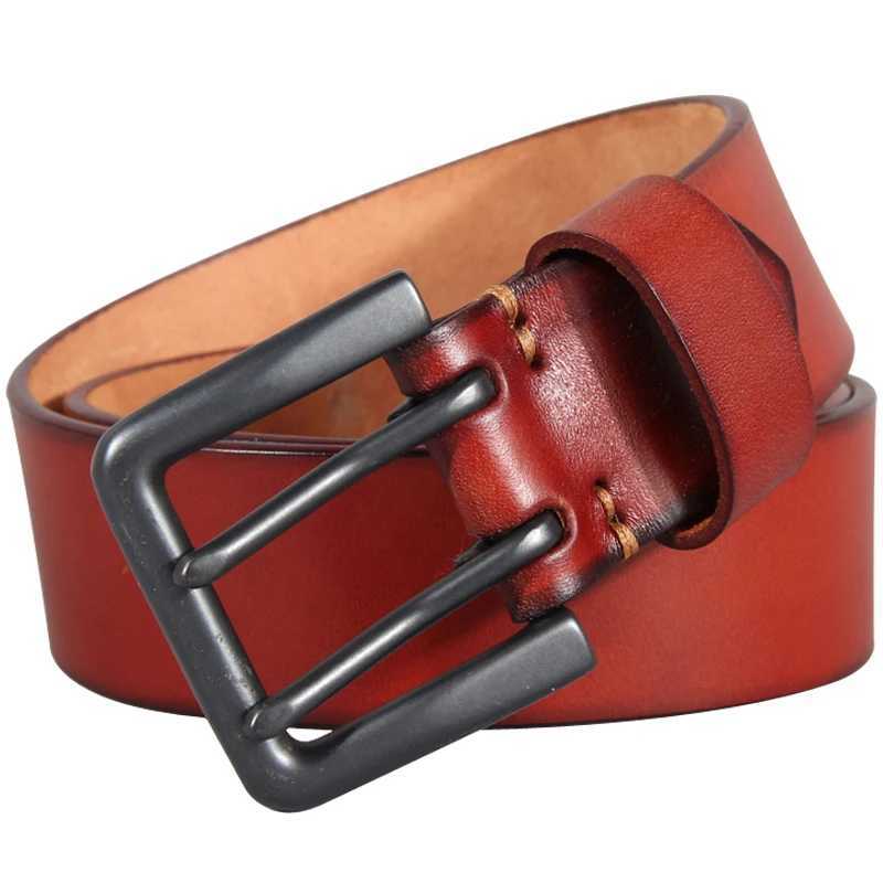 4.4cm Mens Double-hole Cowhide Leather Belt Casual Retro Hand-made Luxury Two-claw Pin Buckle Design Belts Jeans W250604