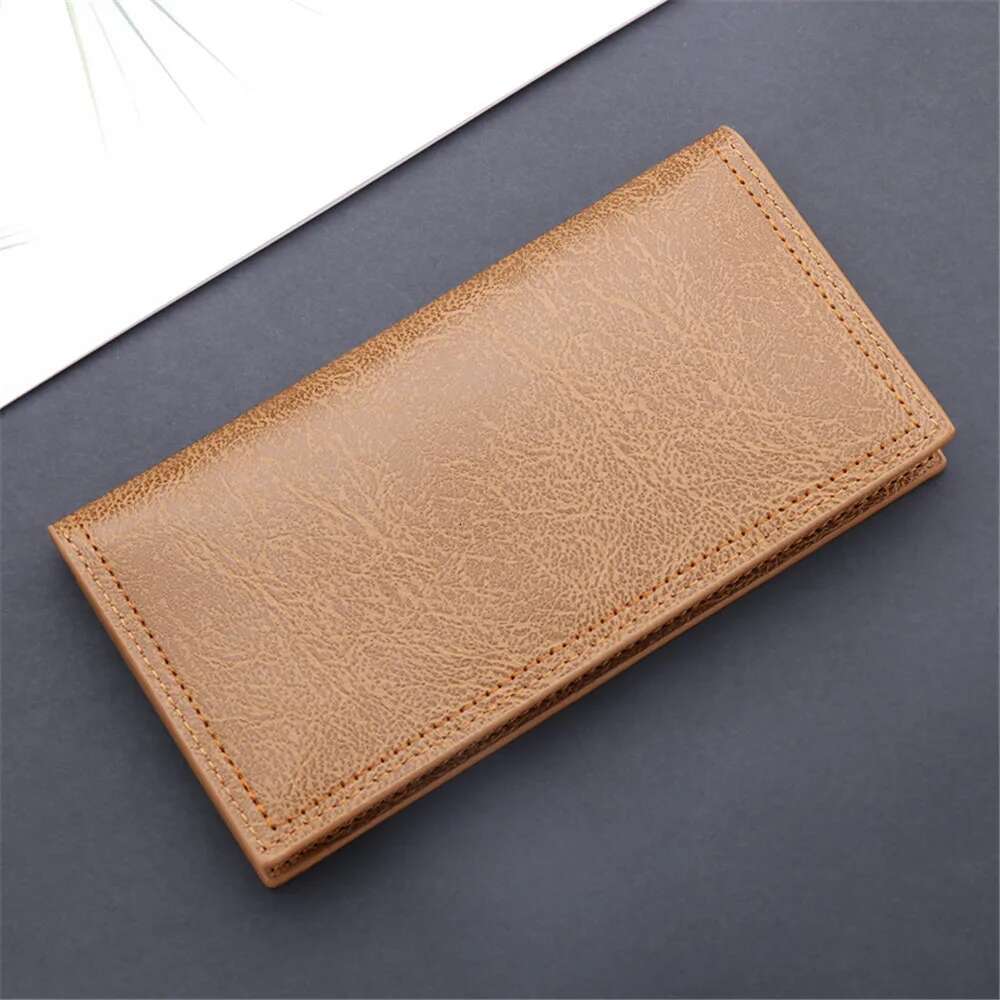 Classic Men'S Wallet Oil Wax Leather Long Wallets Gift Vintage Simple Storage Money Clip ID Bag Card Holder New