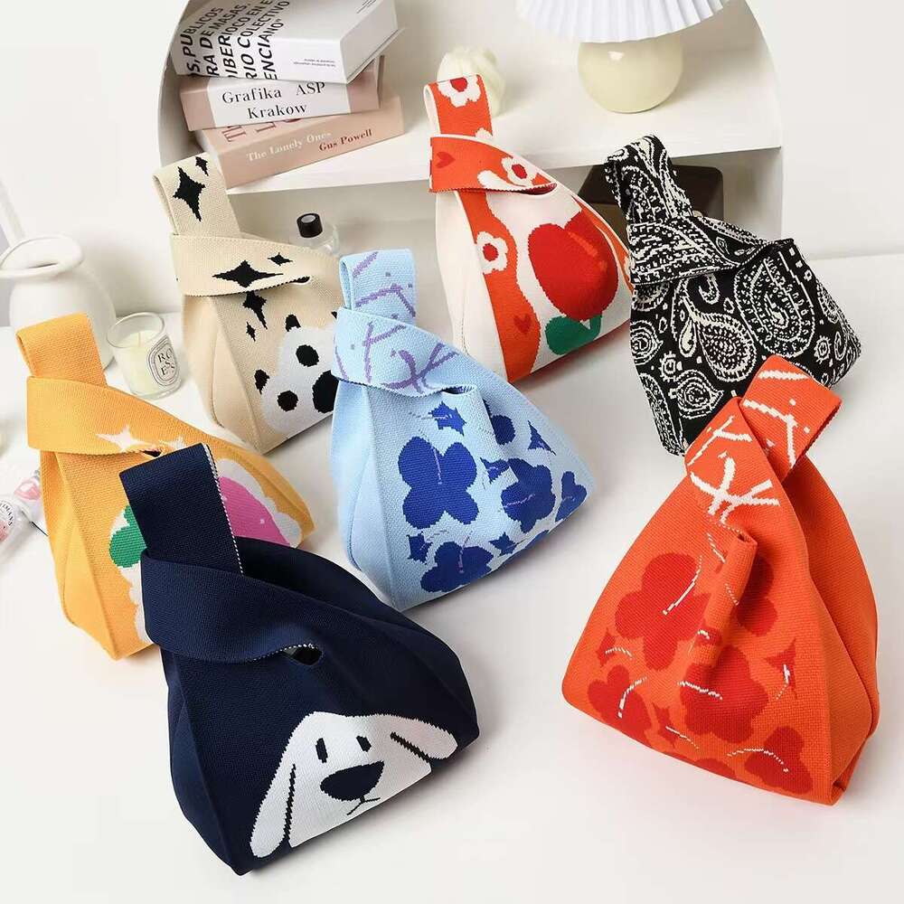 2024 New Knitted with Bowknot, Women's Yarn Bag, Casual Versatile Handbag