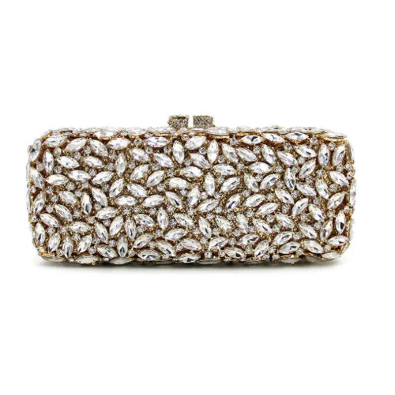 XIYUAN Women Gold Sier Green Blue Party Clutches Dinner Bridal Elegant Evening Bag Dia Wedding Crystal Metal Handbag Purse