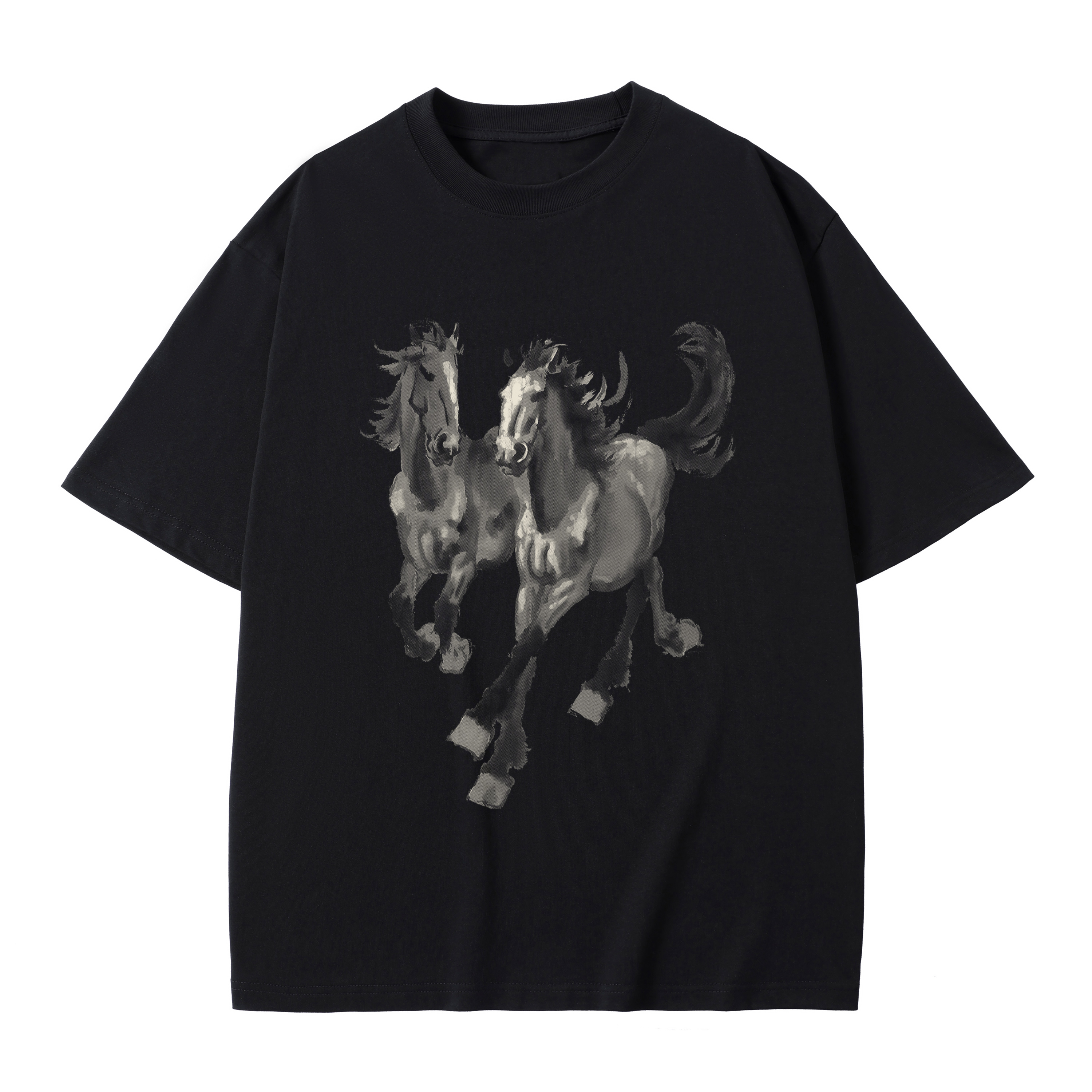 T-shirt men's top designer cotton T-shirt the silvery Steeds short sleeved clothing high-quality fashionable T-shirt BROADTRUE