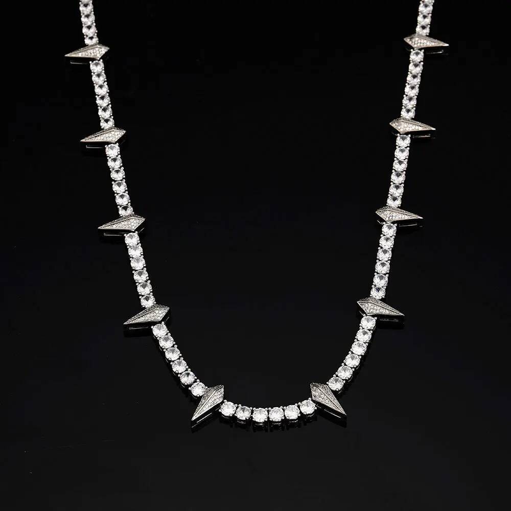 Black Panther Necklace 5mm Iced Out CZ Cubic Zircon Tennis Chain Rivet Wolf Tooth Charm Fashion Hiphop Jewelry Gift for Mens