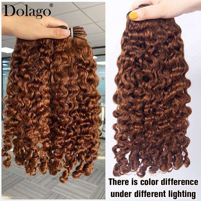 Burmese Colored Chocolate Brown Human Deep Curly Bundles Hair Extensions