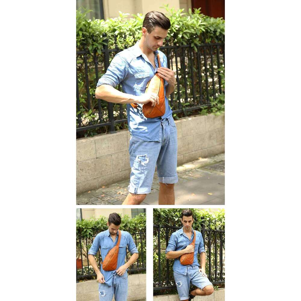 Vintage Genuine Leather Men's Chest Casual Messenger Retro Shoulder Fashion 2025 New Small Bag Soft Men Cotton