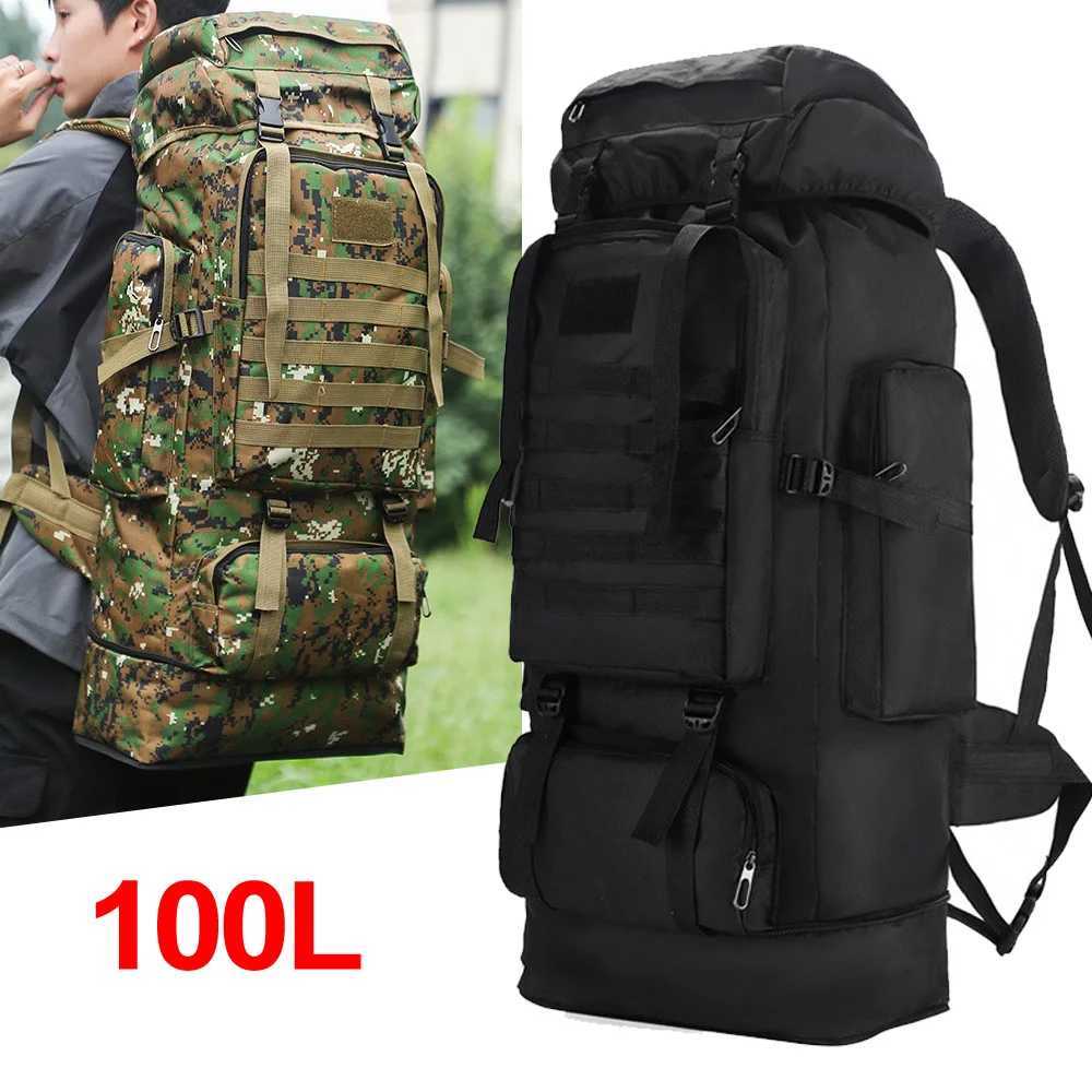 100L Outdoor Camping Backpack Hiking Bag Mens Large Capacity Storage Bag Multifunctional Travel Outdoor Luggage Climbing Bag W250603
