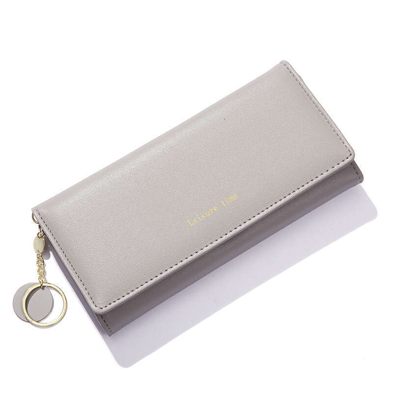 Genuine Leather Long Style Solid Color Card Holder Large Capacity Women's High-end Zipper Fashion Wallet for Women