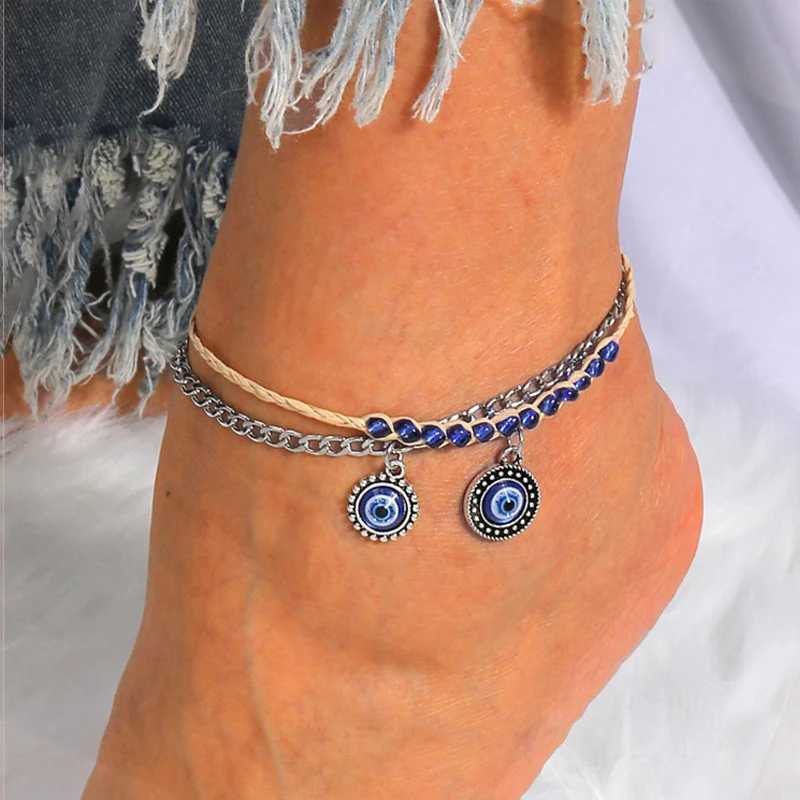 Aihua Bohemian Blue Evil Eye Anklets for Women Summer Beach On Leg Foot Anklet Bracelets Girls Jewelry Gifts W250604