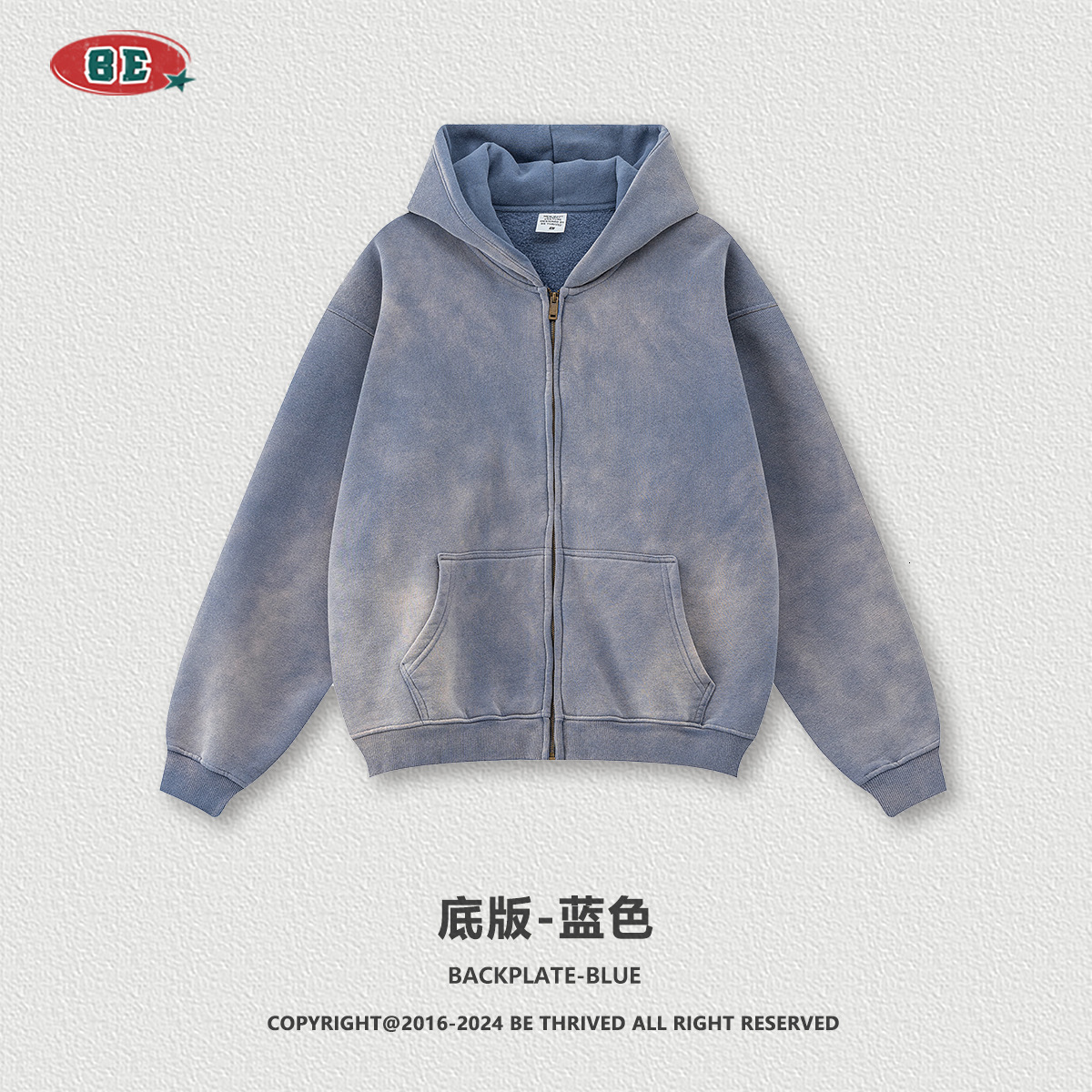 Y2K Harajuku Style Fashion Gothic Blue Gradient Zipper Hoodies Men Streetwear Hip Hop Casual Joker Couple Sports Sweater Top 250225