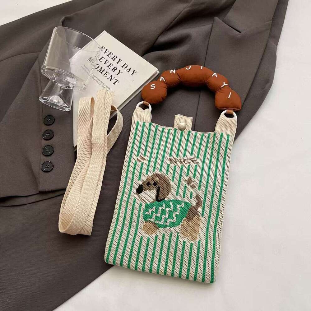Korean INS Knitted Handbag New Convenient Storage Student Cute Cartoon Fashion Crossbody Bag