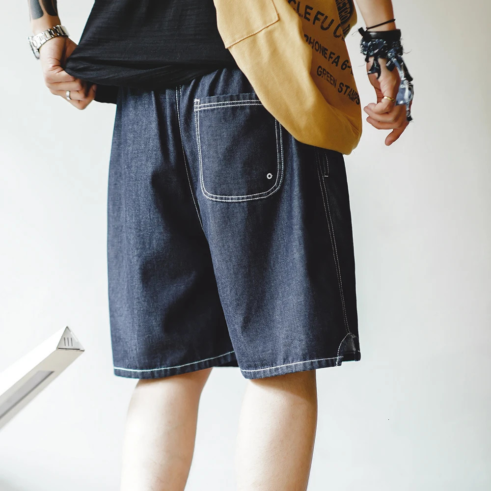 Maden Summer Casual Ice Jeans Men Denim Shorts Cool Fit Loose Straight Leg Half Pants Mens 250529Z