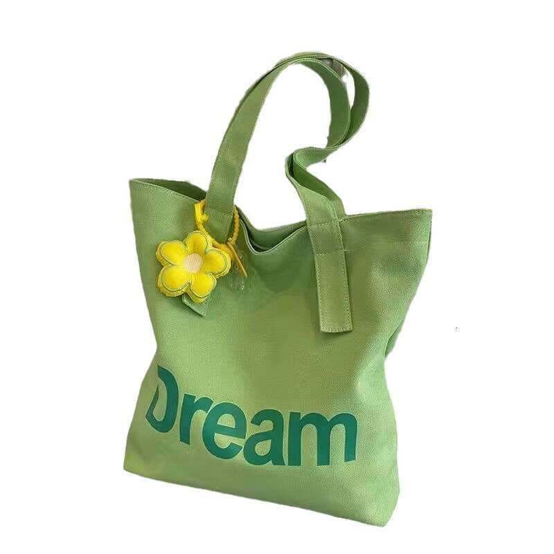 Korean Lazy Large Capacity Shoulder for Women 2024 New Literary Girl Fresh Canvas Simple Tote Bag