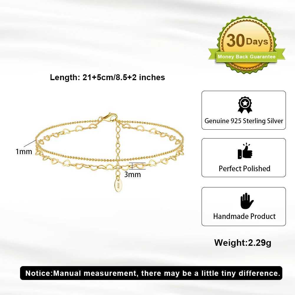 KISS MANDY 925 Sterling Silver Genuine 14K Gold Anklet Chain for Women Fashion Foot Chain Ankle Summer Beach Jewelry SA66 W250604