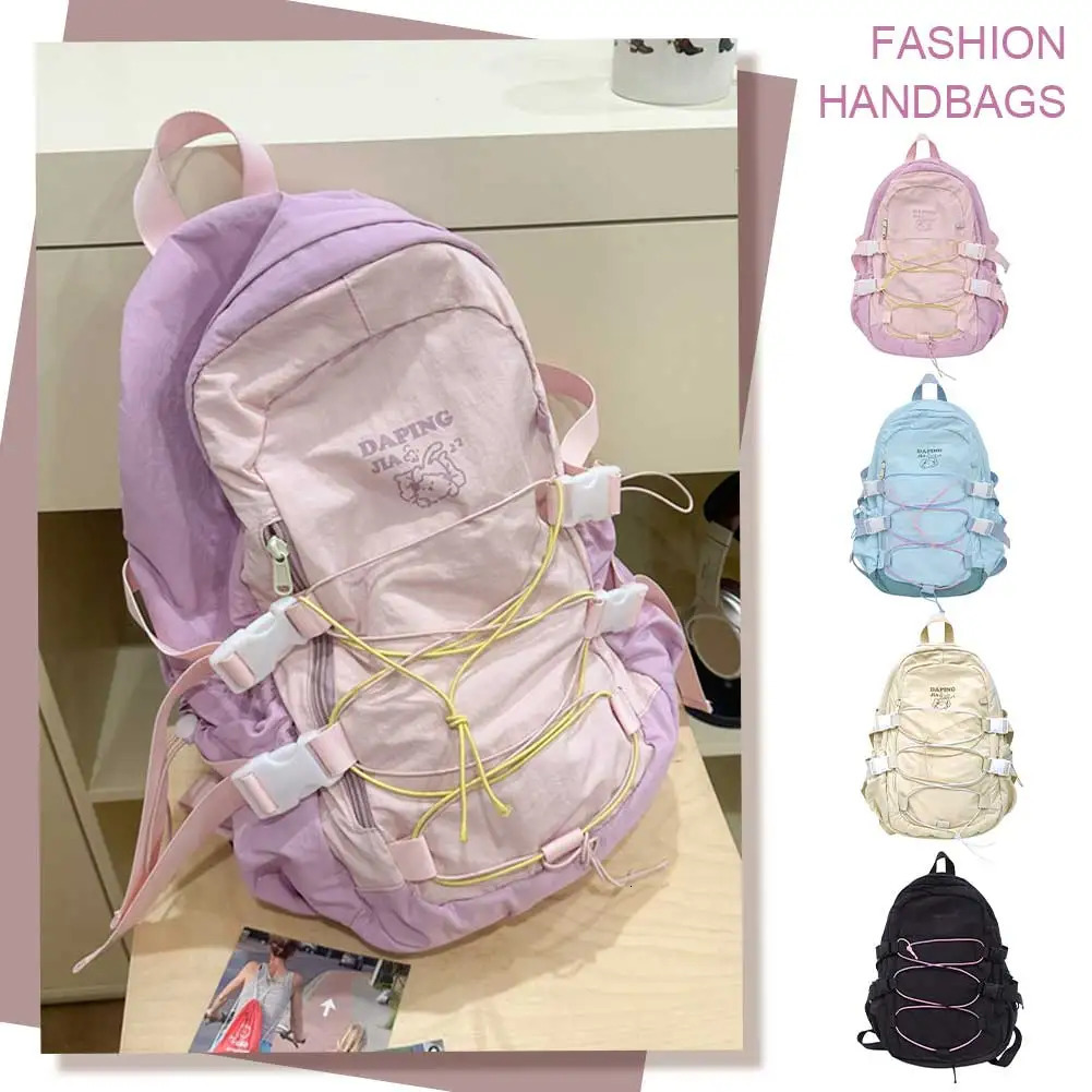 Teenagers School Bag Large Capacity Laptop Rucksack Aesthetic Fashion Backpack Kawaii Students Bookbag Simple Backpack 250530