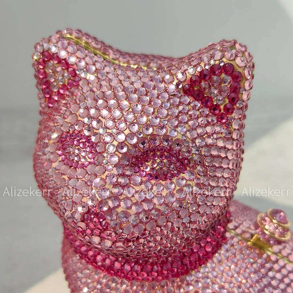Alizekerr Cat Shaped Dia Evening Bags Women Classy Boutique Bling Rhinestone Clutch Purses And Handbags Wedding Party