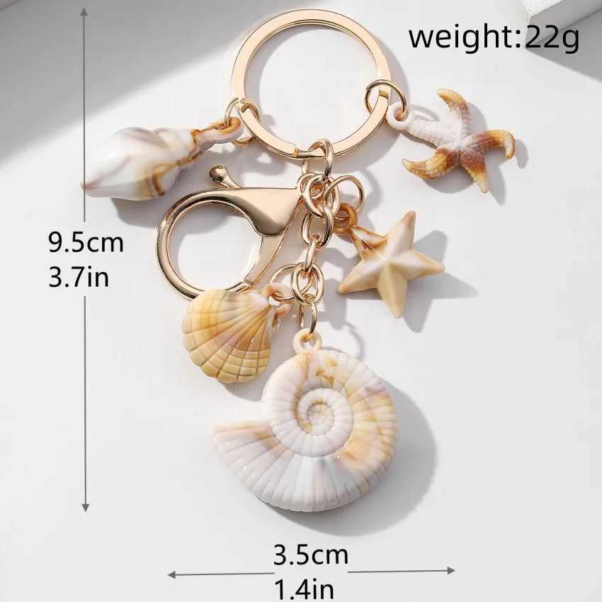Shell Keychain Personalized Seaside Vacation Beach Simulation Starfish Conch Car Bag Pendant Family and Friends Keyring Gifts M250604
