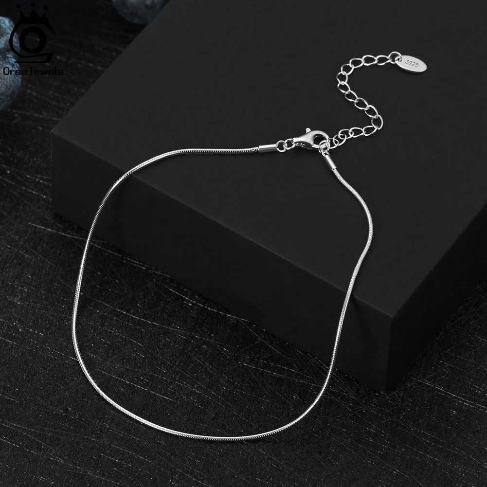 ORSA JEWELS 925 Sterling Silver 1mm Round Snake Chain Anklet 14K Gold Plated Simple Ankle Jewelry for Women Birthday Gift SA23 W250604