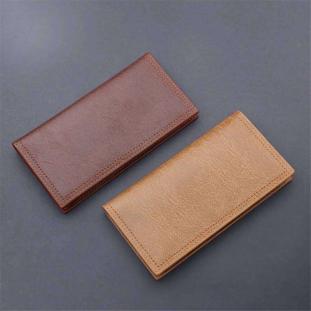Classic Men'S Wallet Oil Wax Leather Long Wallets Gift Vintage Simple Storage Money Clip ID Bag Card Holder New