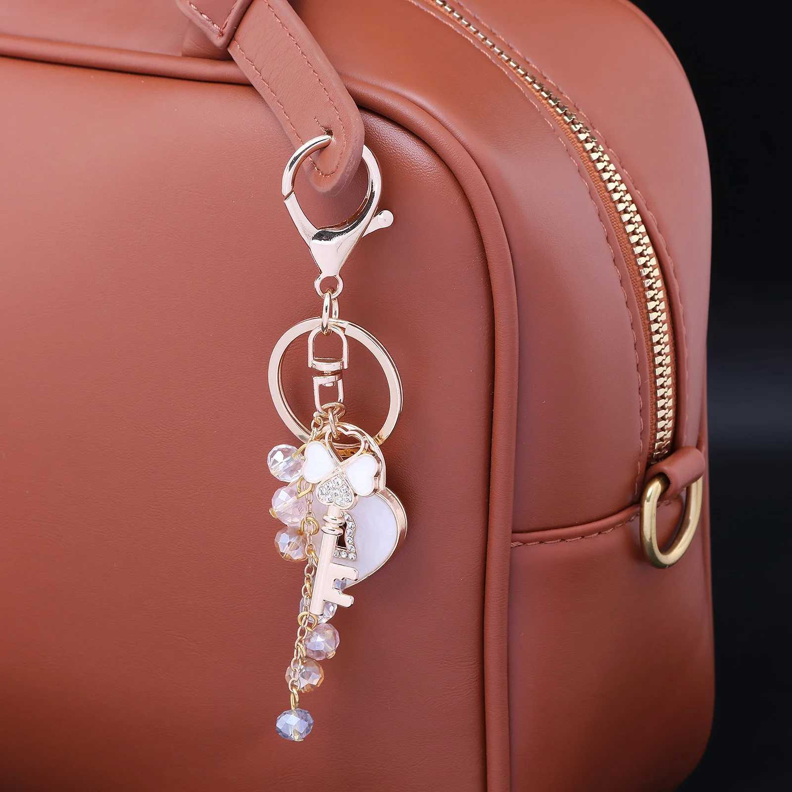 New Fashion Rhinestone Bow Key And Heart Lock Bag Keychain For Women Bag Charm Key Chain Birthday Gift Jewelry W250604