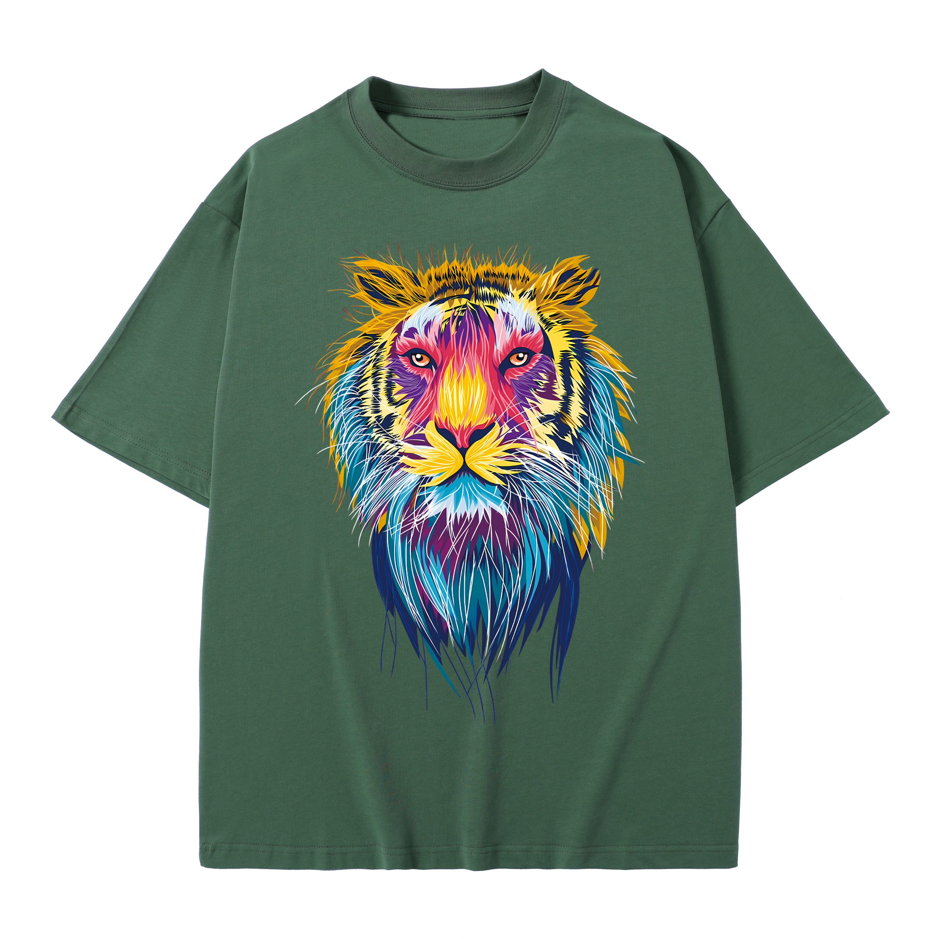 T-shirt men's top designer cotton T-shirt Colorful Tiger short sleeved clothing high-quality fashionable T-shirt BROADTRUE