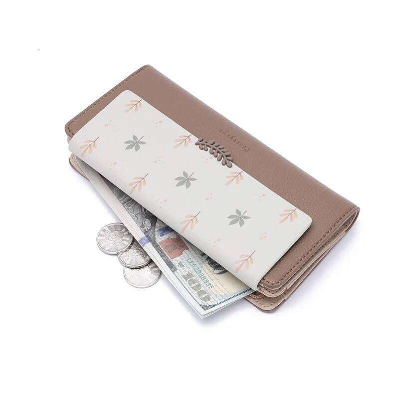 Autumn and winter new wallet women's long Korean PU printed zipper buckle folding can be expanded large capacity multi-card fash
