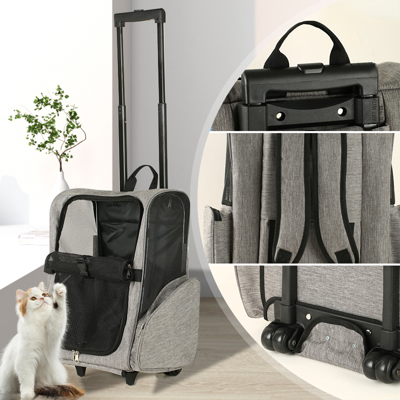 Pet trolley bag cat and dog travel bag cat trolley bagcat carrier bagdog backpack bag Two usage methods