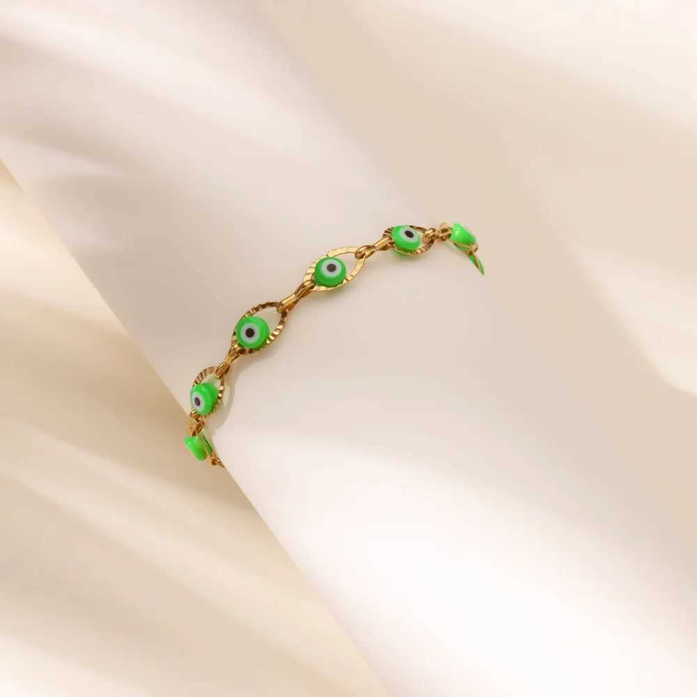 Colorful Evil Eye Anklet Bracelet for Women Gold Color Stainless Steel Chain Anklets Turkish Lucky Evil Eye Fashion Jewelry Gift W250604