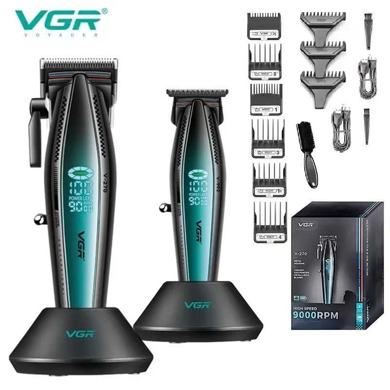 VGR Hair Trimmer Professional Hair Cutting Machine Cordless Hair Clipper Rechargeable Barber 9000 RPM LED Beard Trimer for MenXJ250604