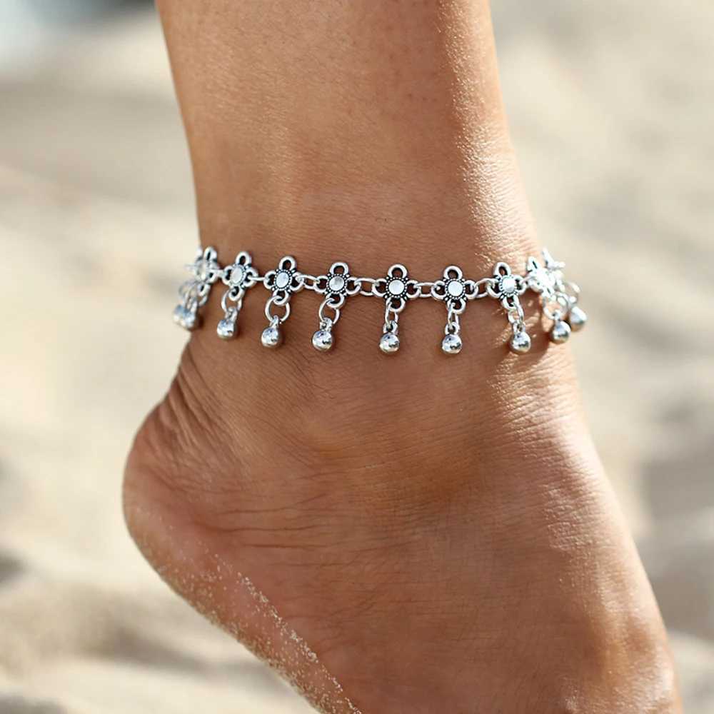 1 Pcs Vintage Gypsy Bells Bracelet Anklet for Women Sexy Summer Beach Party Foot Chains Water Drop Tassel Turkey Anklets Jewelry W250604