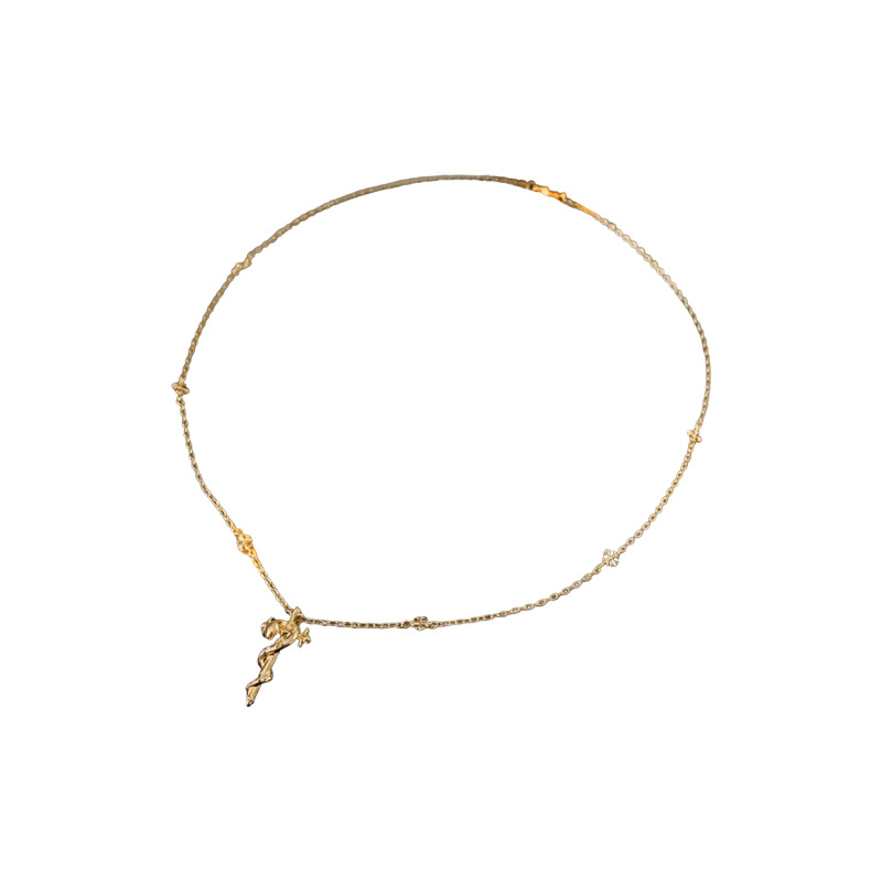Serpentine necklace, niche retro cross collarbone chain, light luxury, high-end feel