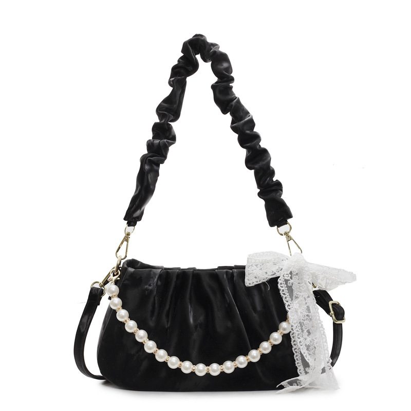 designer 2025 New Niche Pearl Handheld Pleated Cloud Bag for Women High-end Single Shoulder Underarm Bag Casual Crossbody Bag
