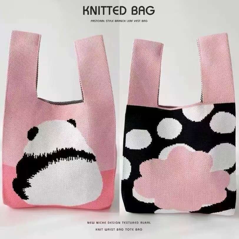 2025 Tote Travel National Treasure Series Knitted Bag Cute Handbag Panda Product