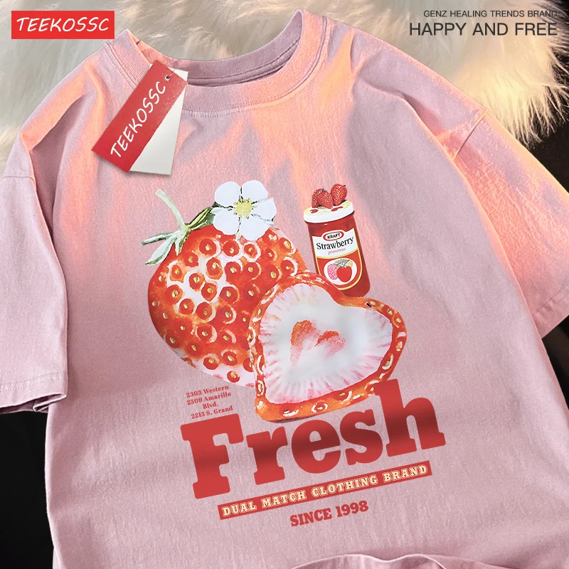 Fresh Strawberries Since 1998 Tshirts Men Women Comfortable Casual T Shirt Couple Cotton T Shirts Loose Crewneck T-Shirt 250604