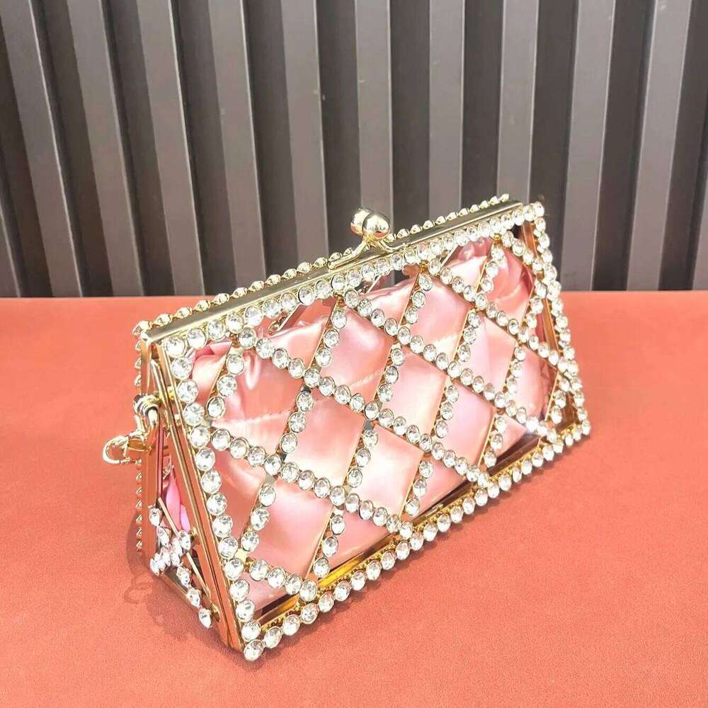 Handmade Rhinestones Evening Crystal Bags For Women Purses And Handbags Designer Metal Banquet Bag