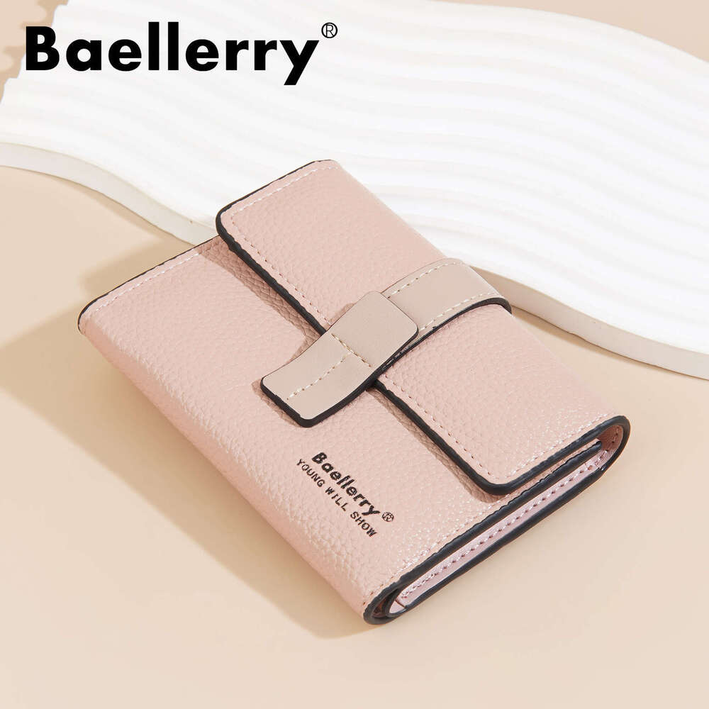 New Women's Short Baellerry Korean Fashion 70% off Multi-Card Slot Coin Purse Color-Block Wallet for Women
