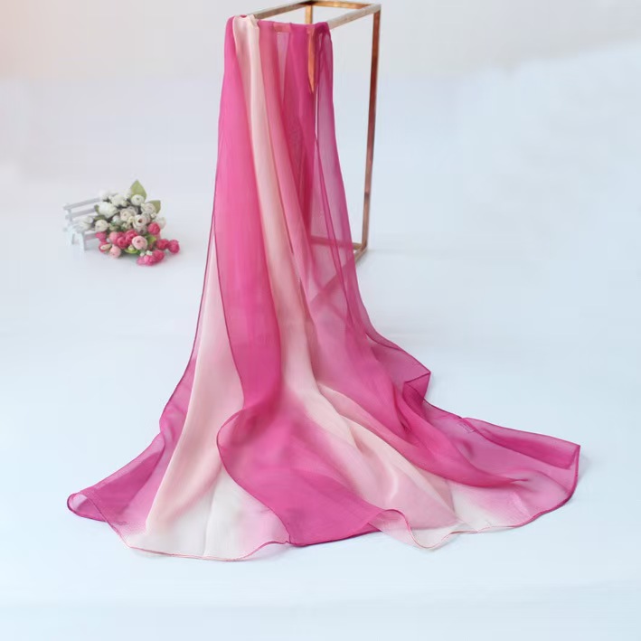 T879 scarf dark purple gradient color ladies fashion all-match long silk scarf female scarf spring and summer dance scarf female