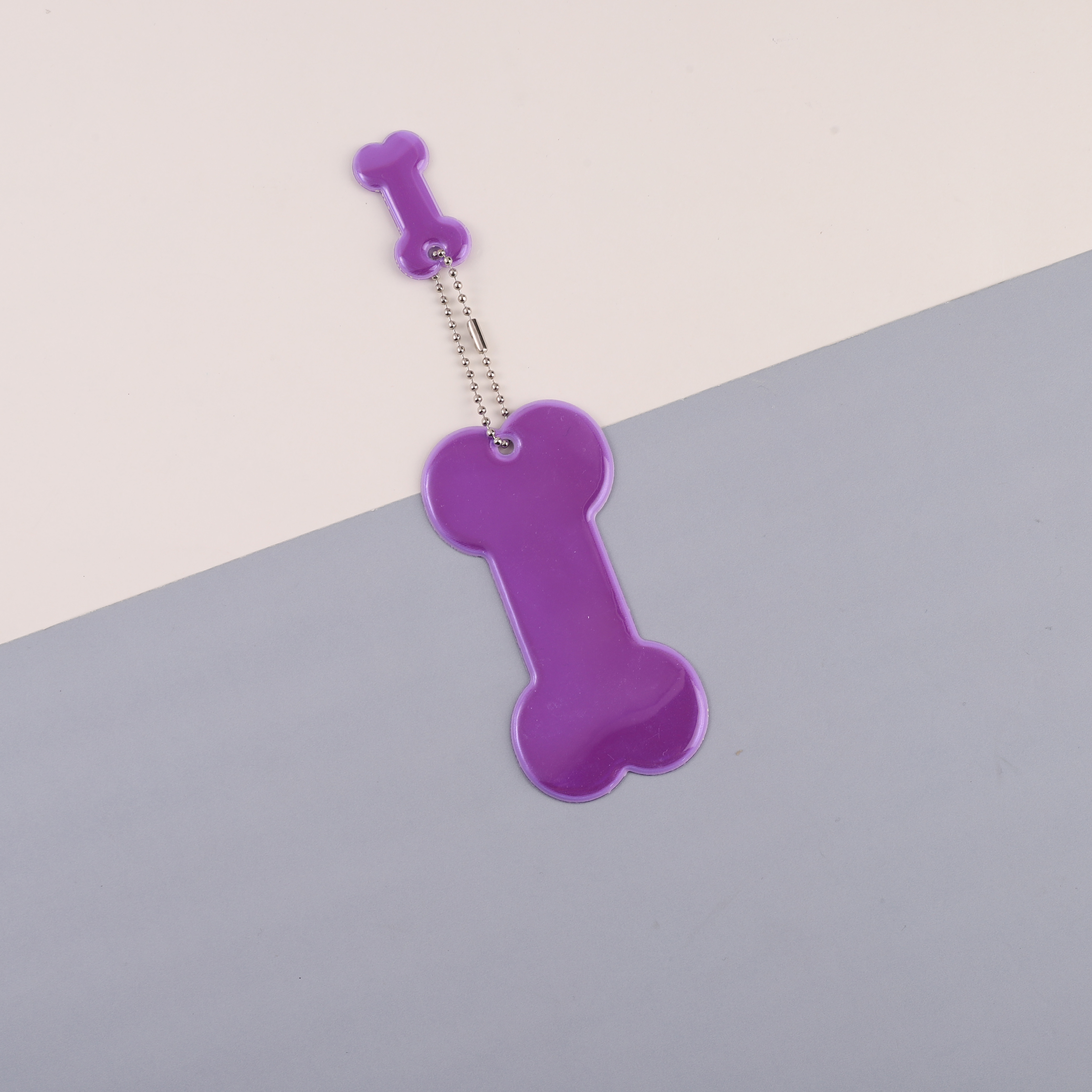 Reflective Bone-Shaped Two-Piece Keychain for Nighttime Visibility - Ideal Student Backpack Accessory