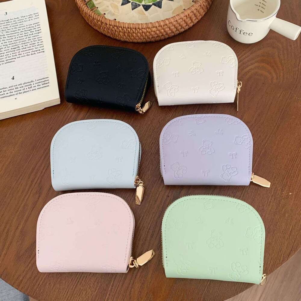 New Cartoon Short Coin Purse Cute Student Simple Embossed Niche Design Holder Women Multi-Card Slot Card Bag