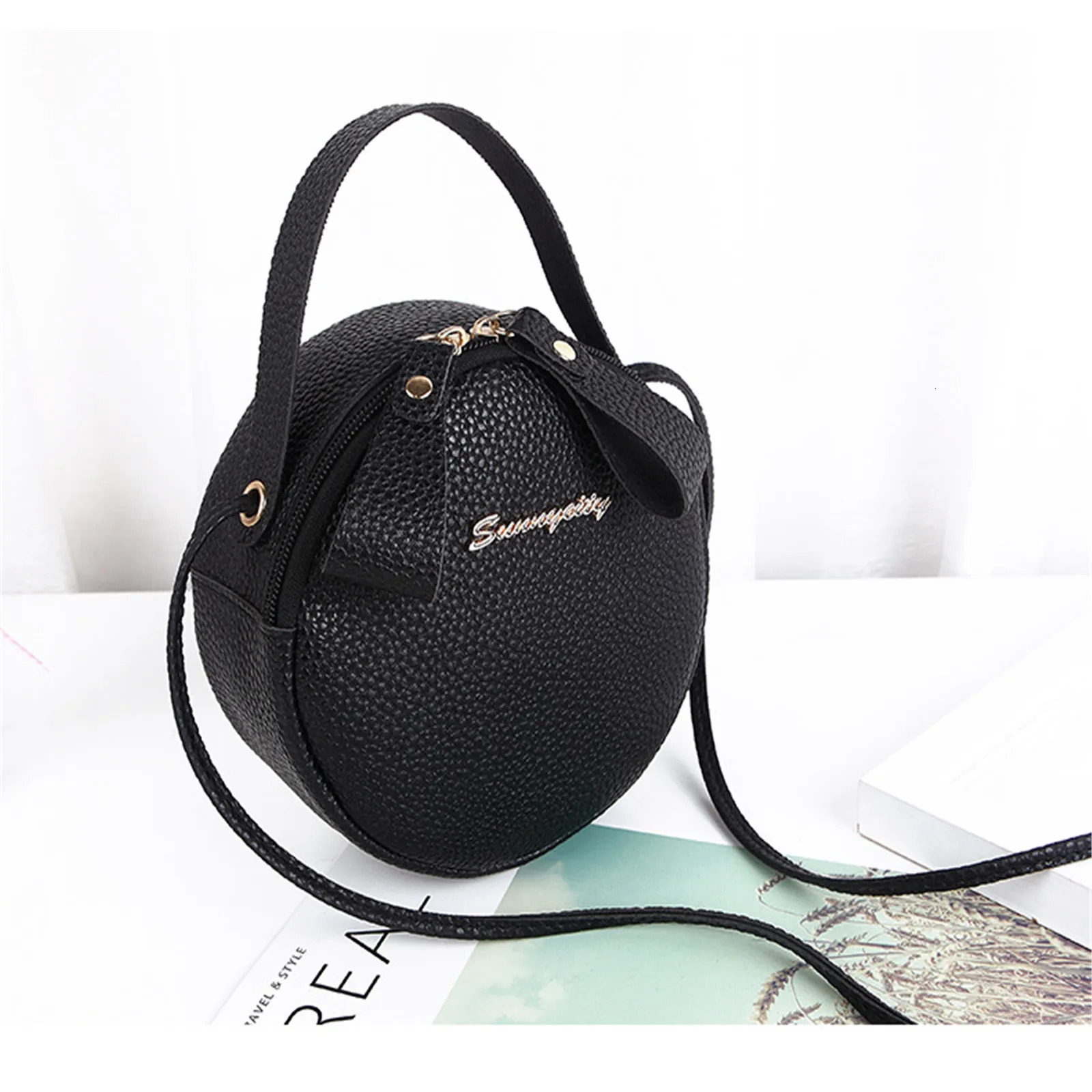 Womens Shoulder Bags Lychee Pattern Small Round Bag Crossbody Bags Mini Messenger Wallets Fashion Ladies Leather Handbags Tote 250530