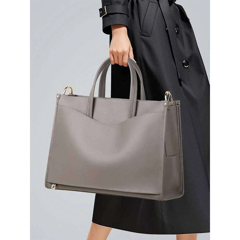 Business Genuine Leather Women's Handbags Shoulder Tote Bag Large Capacity Briefcase 2025 New Commute 14 Inch Laptop Bags