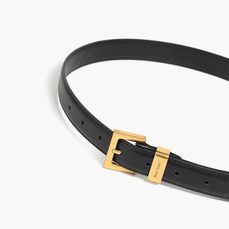 BEAUTODAY Belts Women Luxury Designer Cow Split Leather Metal Golden Buckle Strap Ladies Jeans Dress Accessories Waistband 91093 W250604