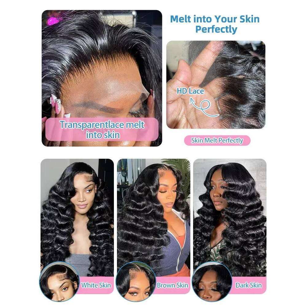 Crown 220 Density Loose 13x4 HD Front 30 Inch Curly Deep Wave Lace Frontal Human Hair Wigs 5x5 Glueless Wig