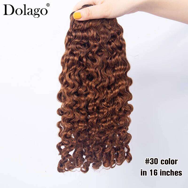 Burmese Colored Chocolate Brown Human Deep Curly Bundles Hair Extensions