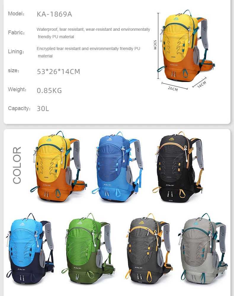 30L Hiking Backpack for Men Women Lightweight Travel Camping Backpacks with Rain Cover Trekking Climbing Bag W250603